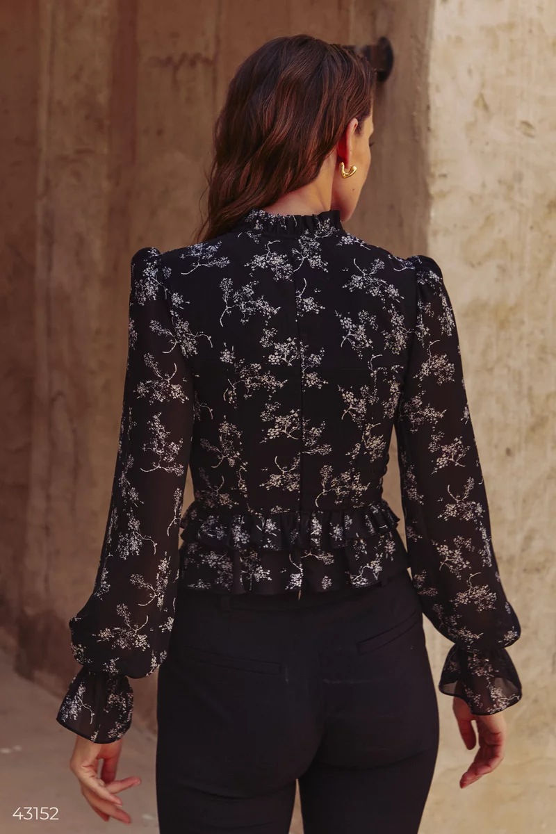 Chiffon blouse with corset details photo 5