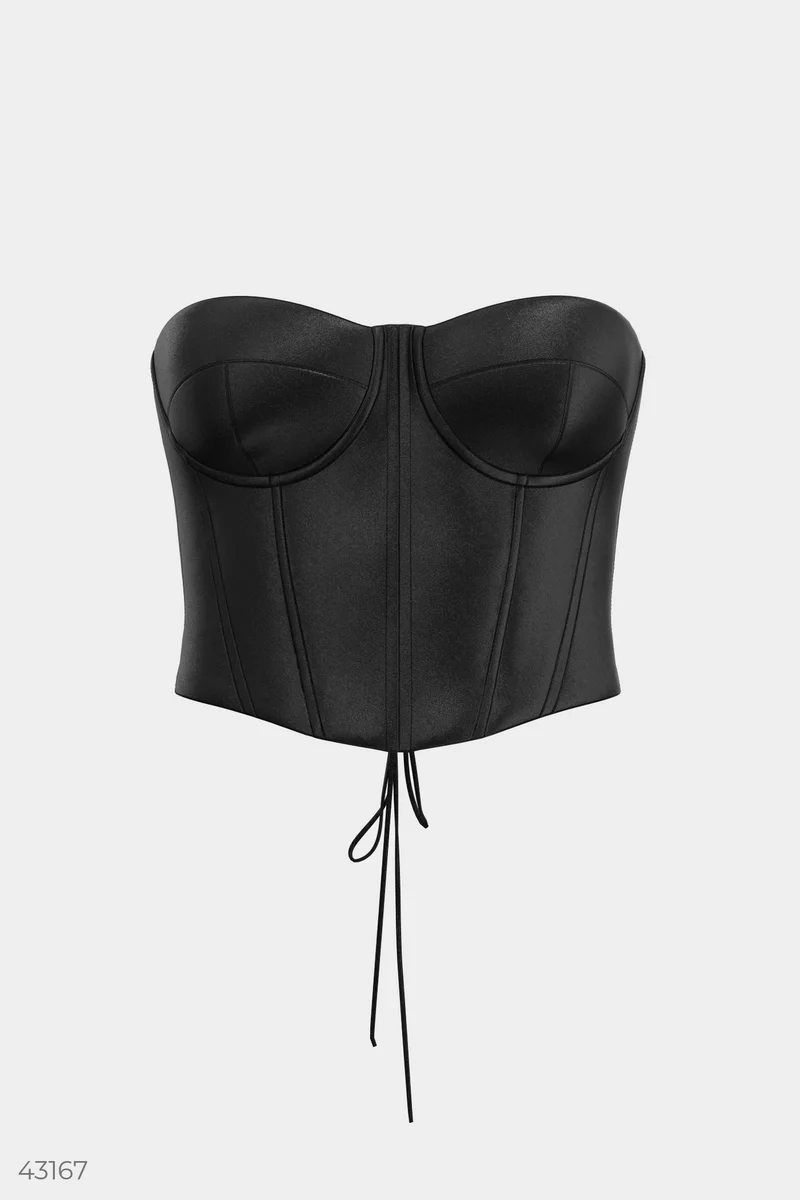 Black eco-leather bustier corset (№ 43167) ♡ Gepur - women clothes store