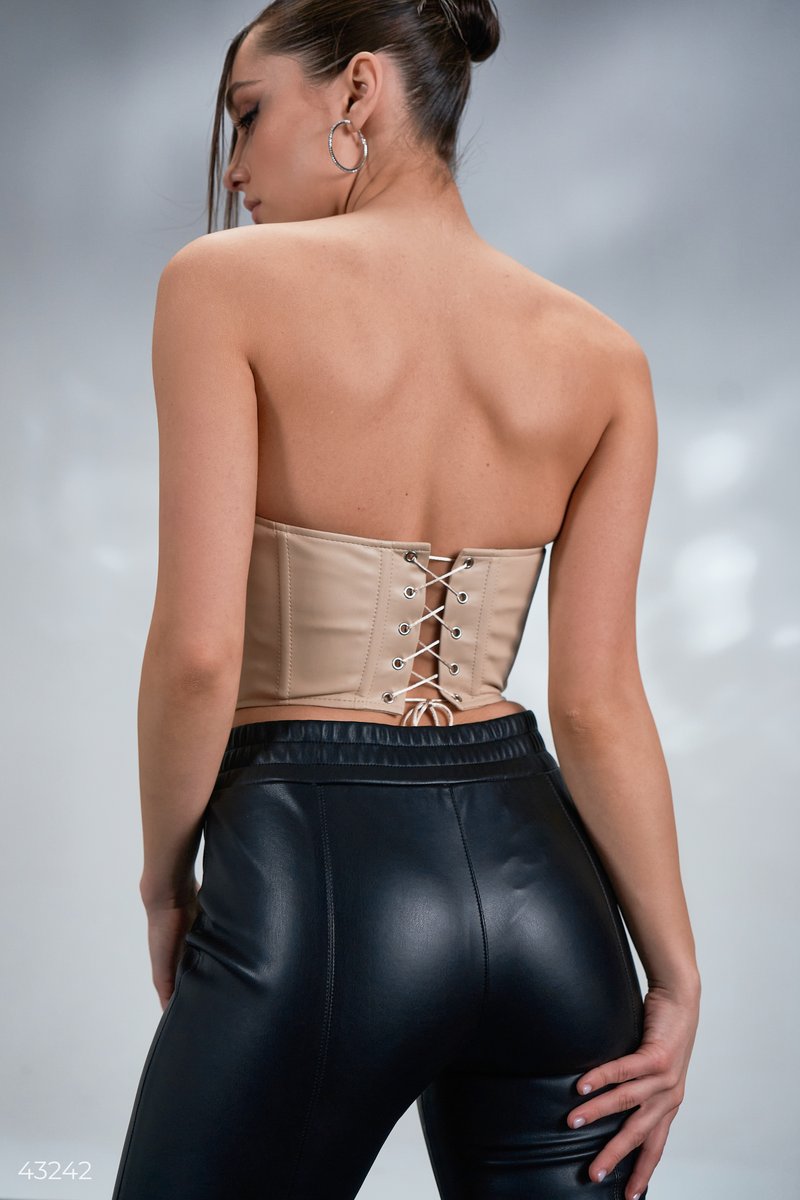 Beige eco-leather corset