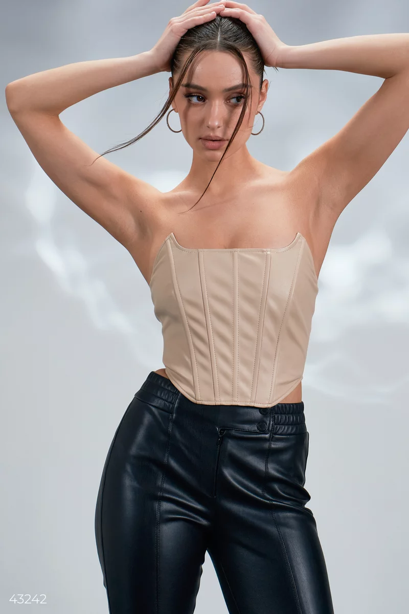 Beige eco-leather corset photo 2