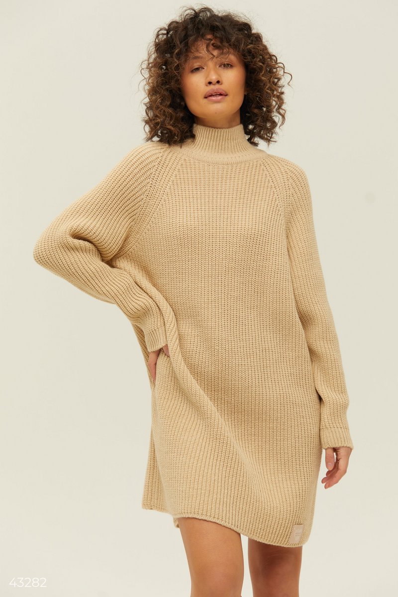 Платье-свитер из смесовой шерсти Бежевый 43282