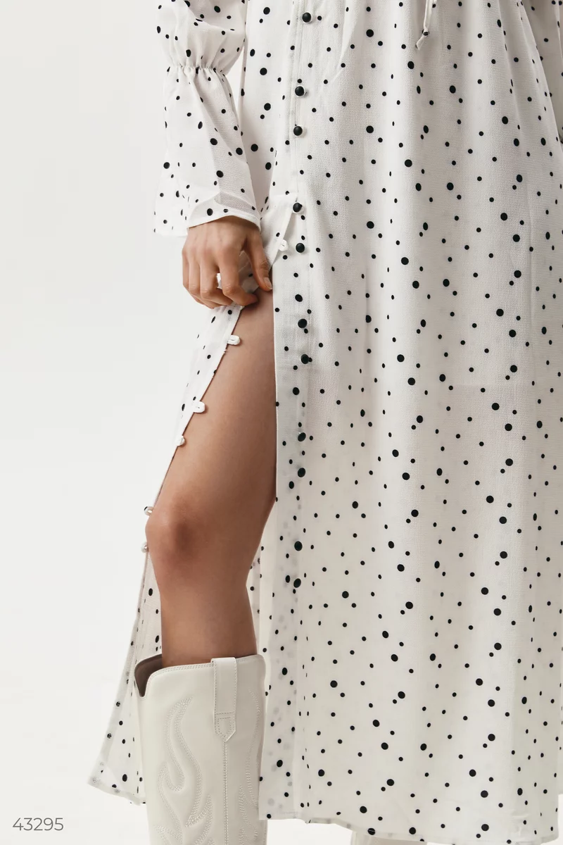 Polka dot dress with puffed sleeves photo 4
