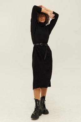 Warm knitted dress with a voluminous collar photo 2