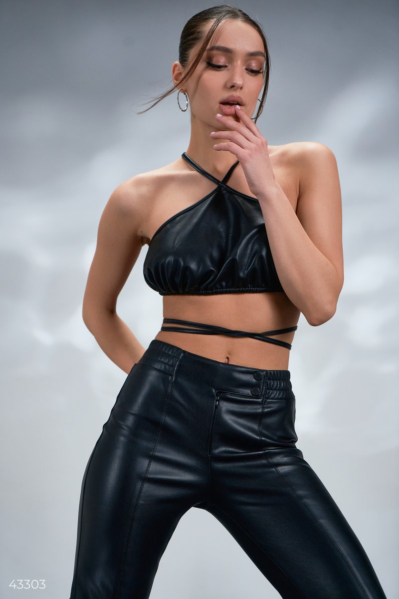 Eco-leather tie top photo 4