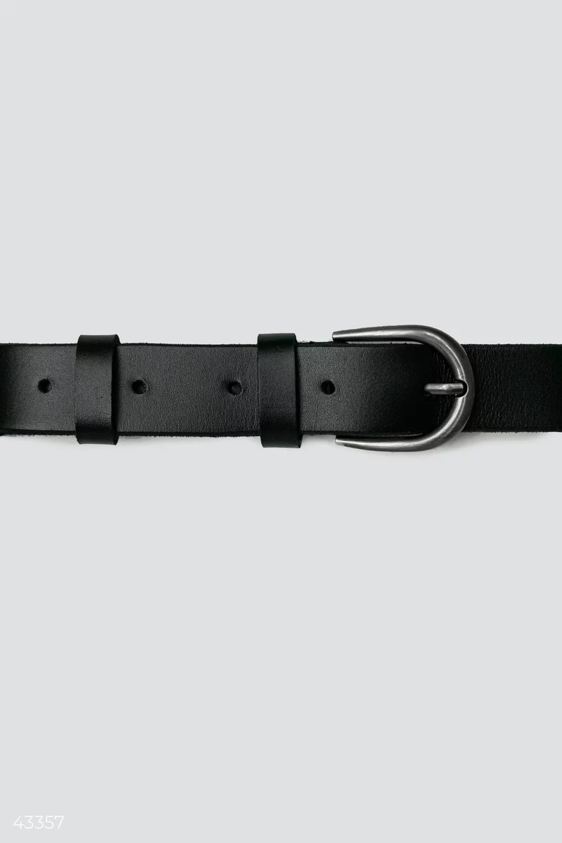 Universal black belt made of genuine leather photo 3