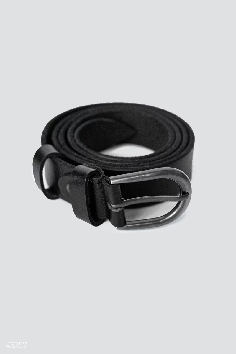 Universal black belt made of genuine leather photo 4
