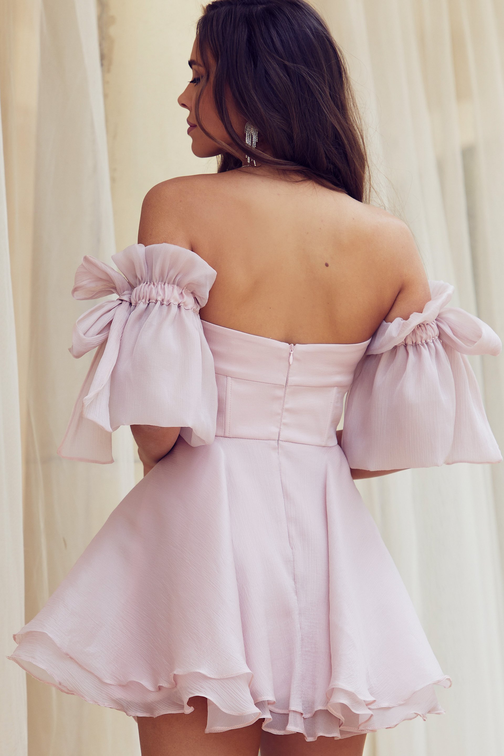 Baby pink off hot sale the shoulder dress