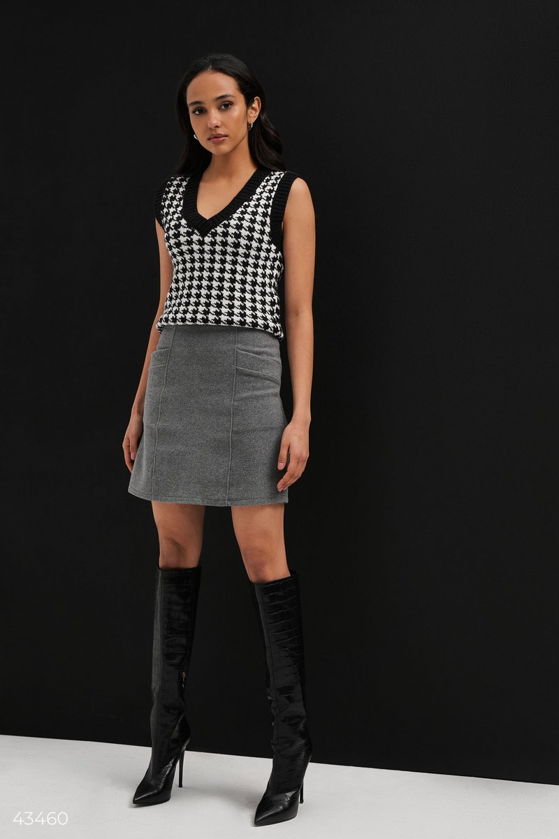 Cropped knitted vest Black 43460
