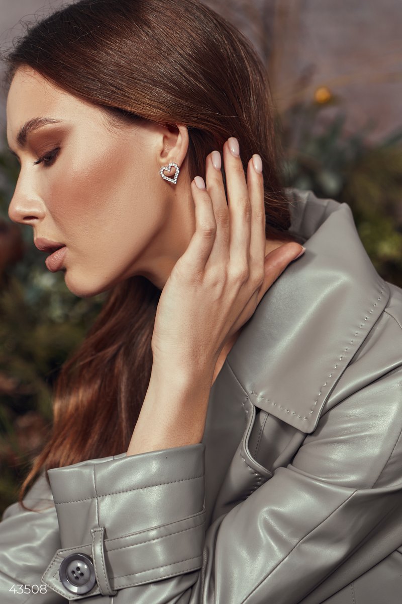 Heart shaped rhinestone earrings