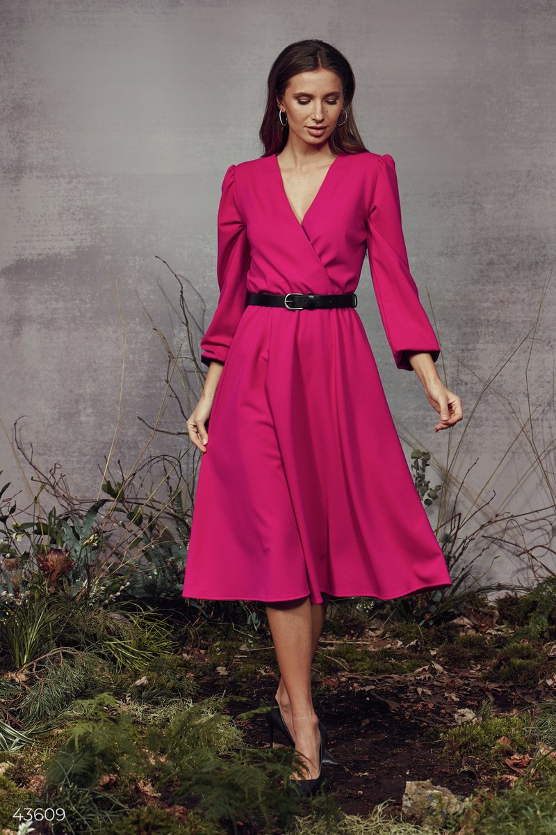 Midi dress in raspberry color