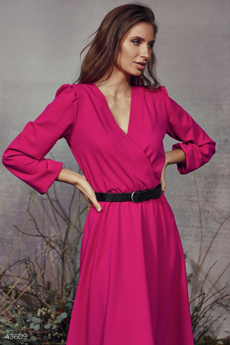 Midi dress in raspberry color