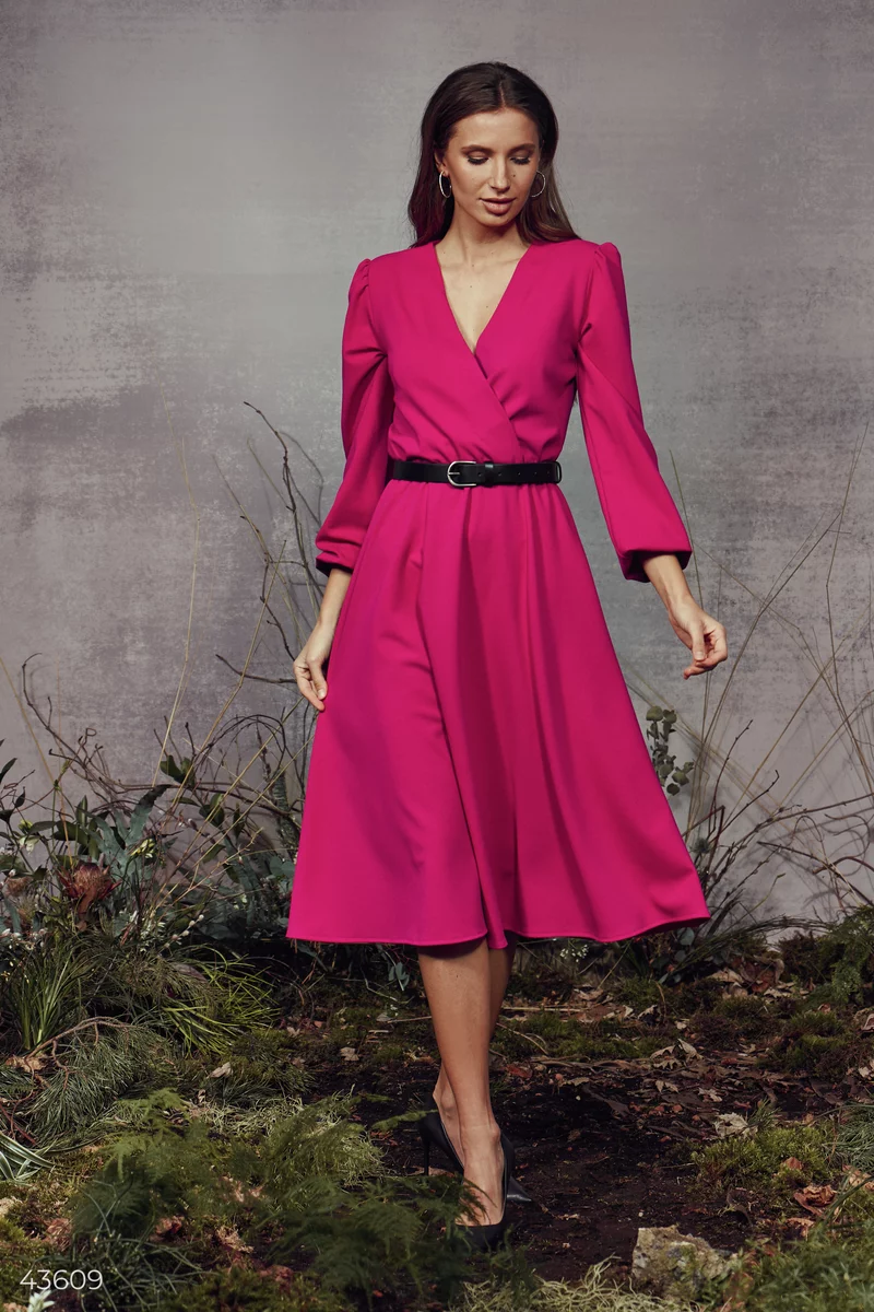 Midi dress in raspberry color photo 1