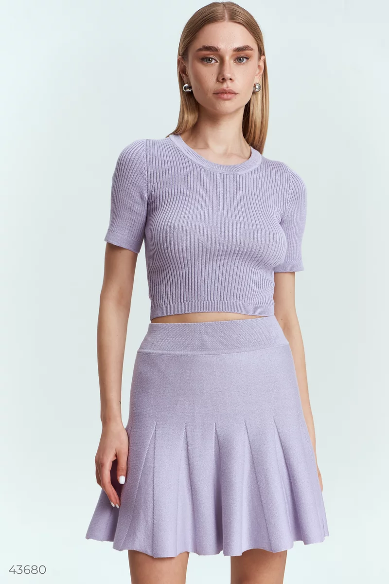 Purple knitted crop T-shirt photo 2