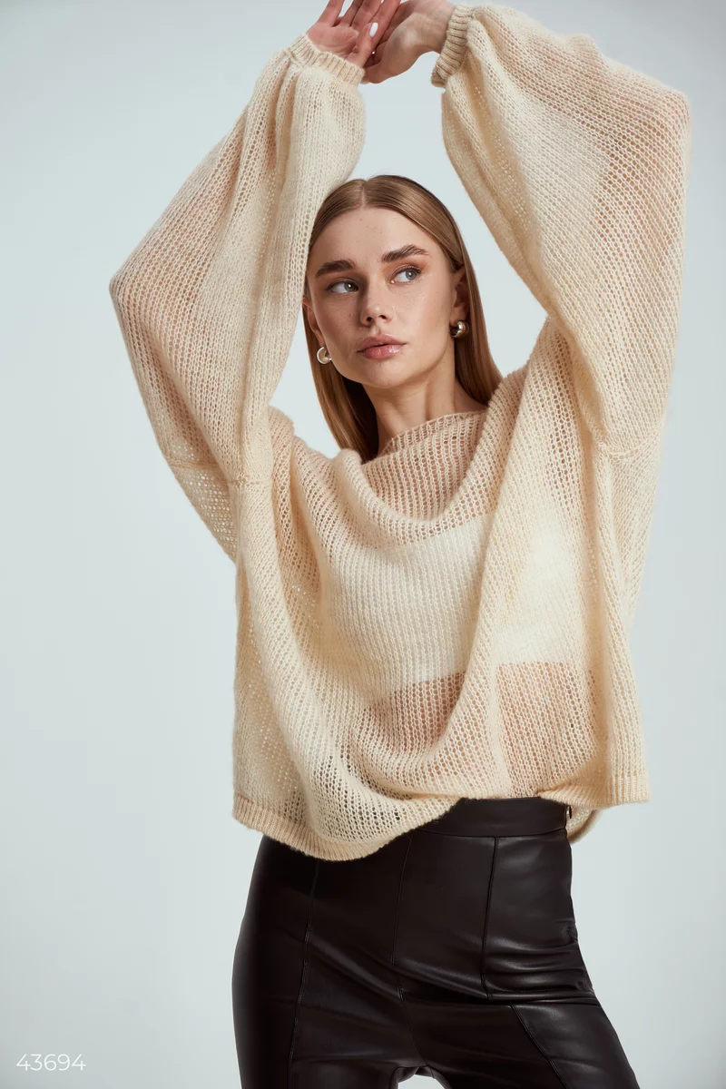 Beige sweater with merino wool photo 5