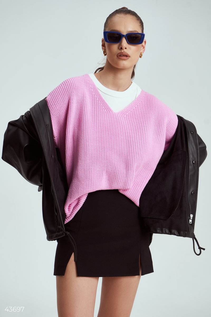 Розовый свитер из смесового хлопка фотография 1