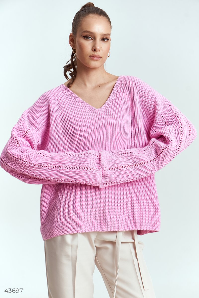 Розовый свитер из смесового хлопка фотография 4