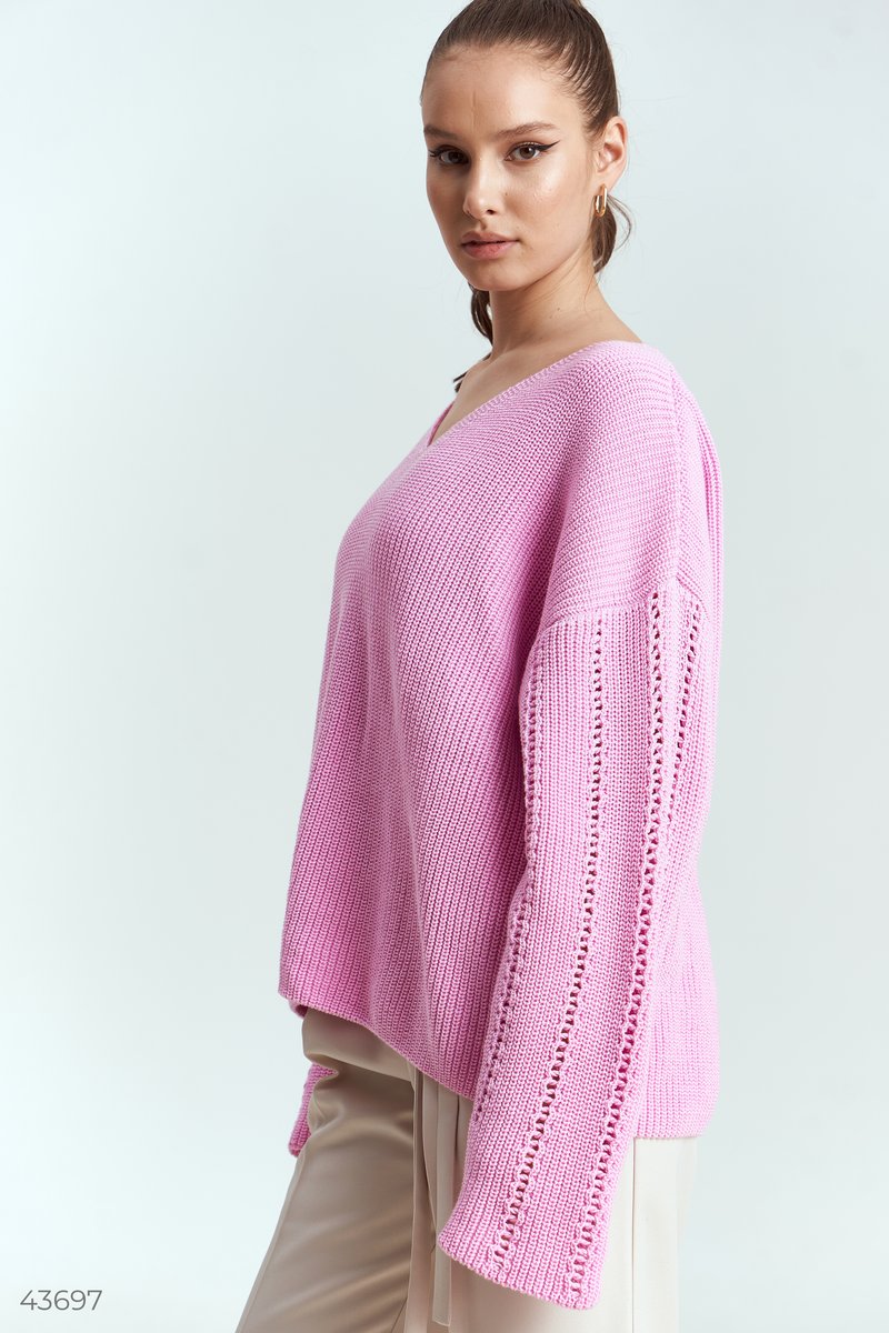 Розовый свитер из смесового хлопка фотография 5