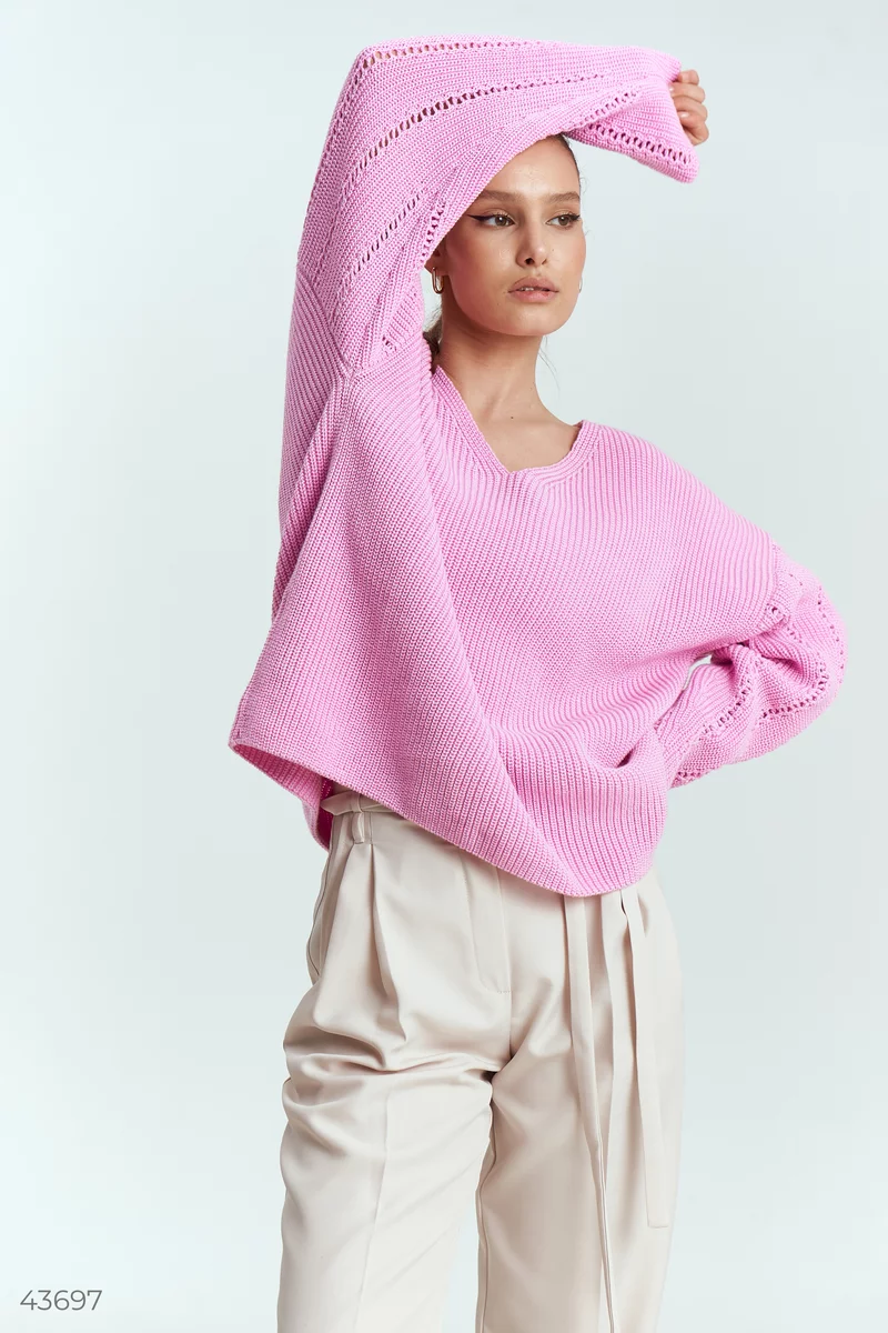 Pink cotton blend sweater photo 3