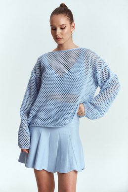 Blue cotton sweater photo 1