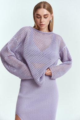 Бежевый свитер с плетением фотография 1