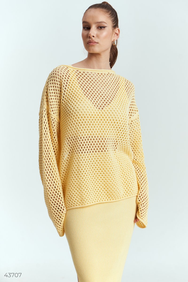Желтый свитер сеточка фотография 4