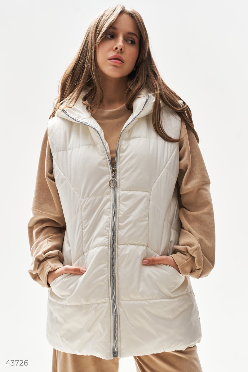 Quilted vest with a hood