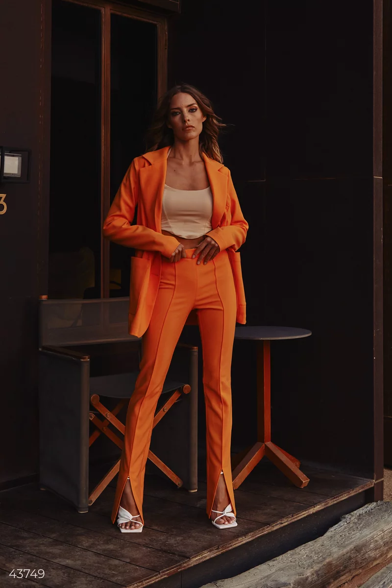 Оранжевый пиджак с лацканами фотография 3