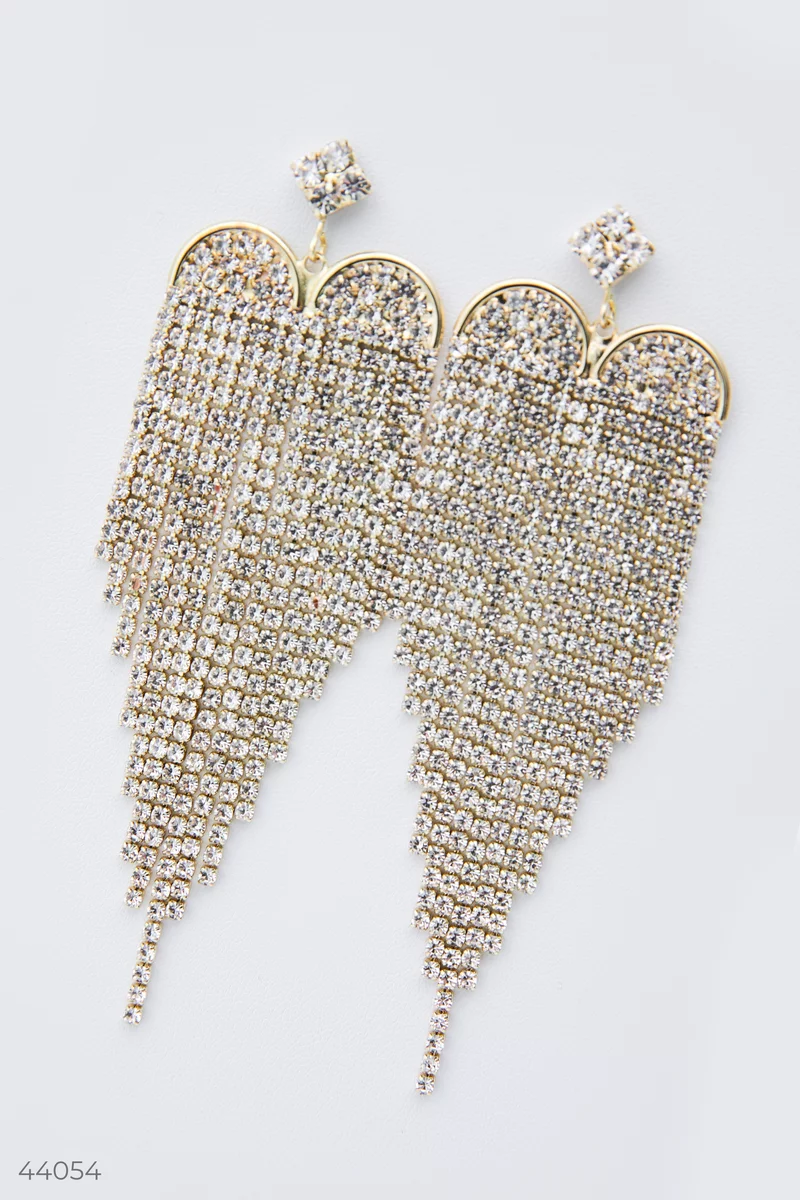 Heart-shaped earrings with rhinestones photo 2