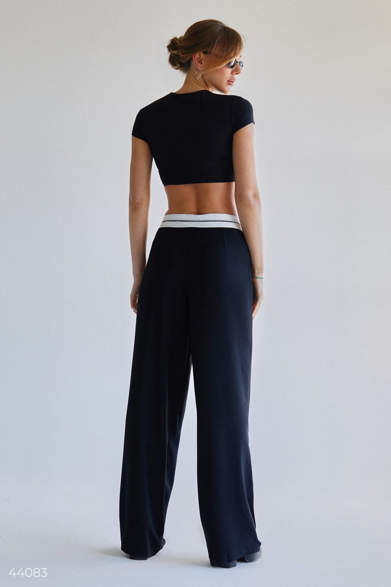 Black trousers with tape at the waist photo 5
