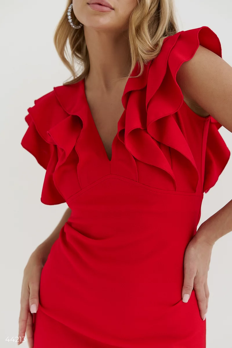 Червона сукня з декором фотографія 3