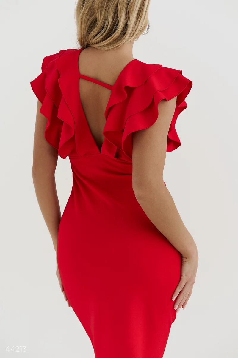 Червона сукня з декором фотографія 4