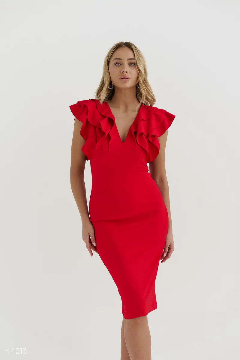 Червона сукня з декором фотографія 5