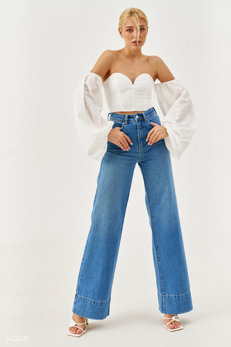 Широкі джинси з бавовни фотографія 5