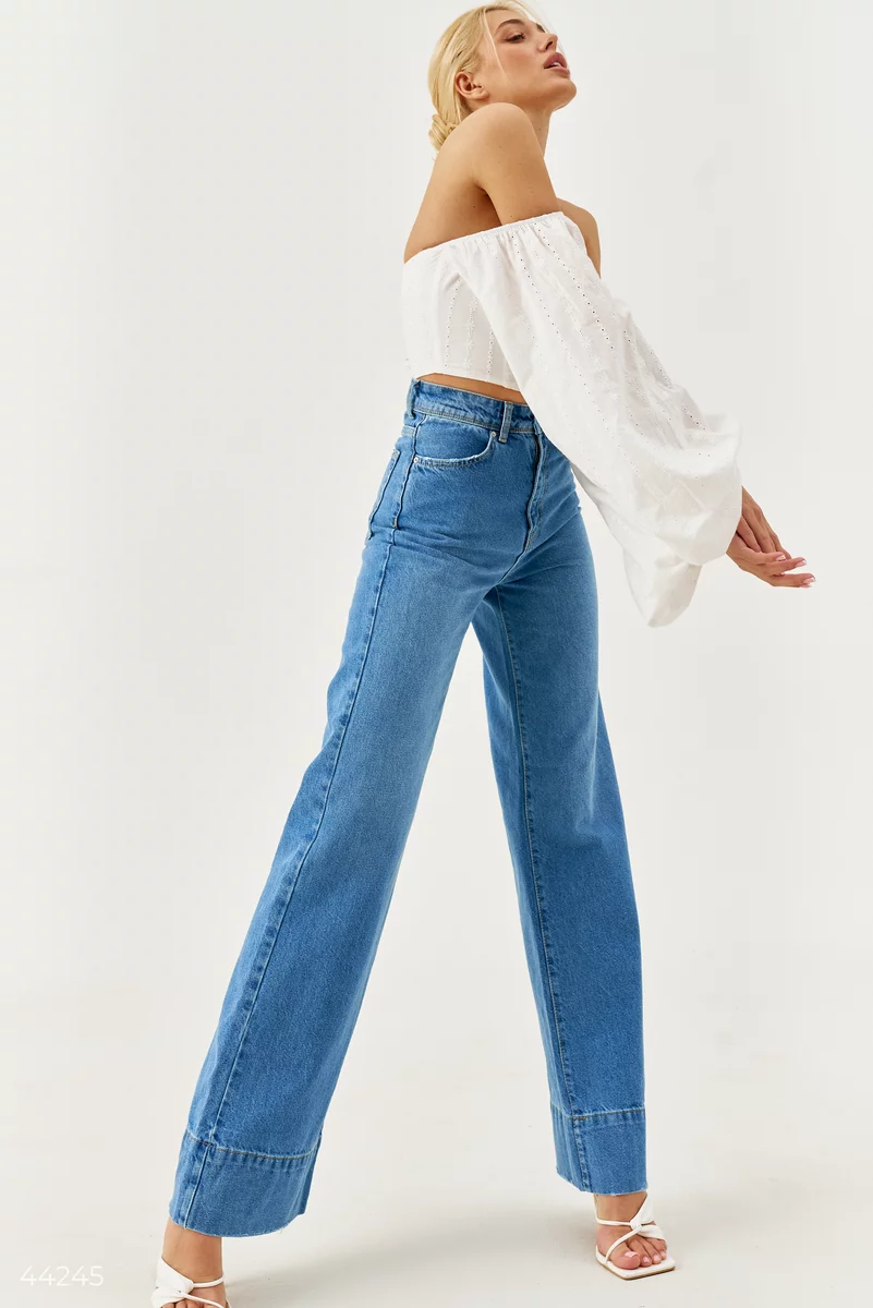 Cotton wide leg jeans photo 4