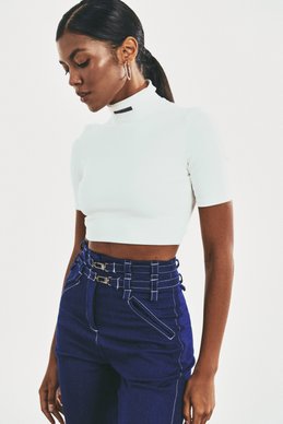 Crop top with stand-up collar photo 1