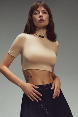 Crop top with stand-up collar photo 2