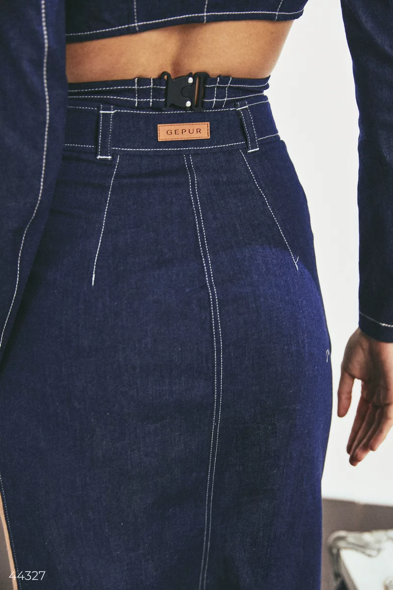 Асимметричная джинсовая юбка фотография 5