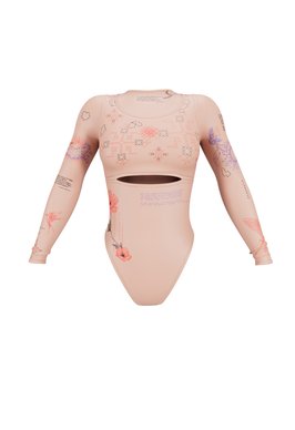 Бежевый боди с принтом Душа