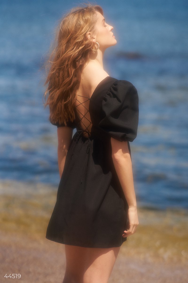 Черное льняное платье фотография 5