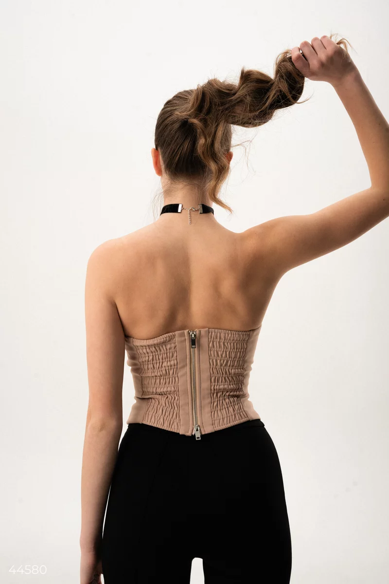 Beige corset with a shaped bodice photo 4