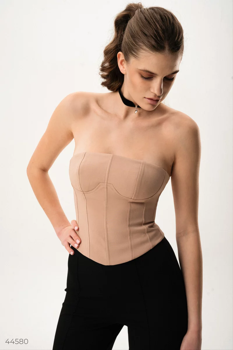Beige corset with a shaped bodice photo 1