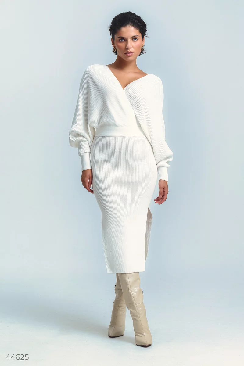 Milk knitted midi dress with a scent photo 1