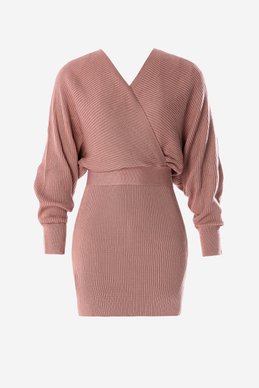 Knitted mini dress with a scent in a powdery shade