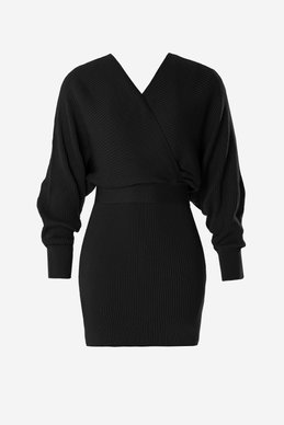 Black knitted mini dress with a scent