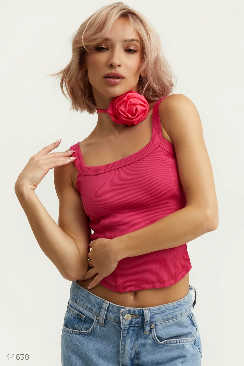 Raspberry crop top with straps photo 1
