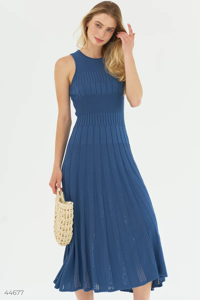 Knitted blue dress photo 1
