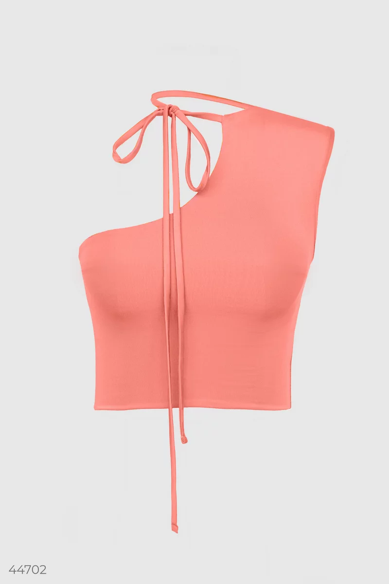 ★TOUT Y EST★ Coral Shoulder 35661SH 946222 One shoulder coral top with ties (№ 44702) ♡ Gepur - women