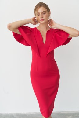 Красное платье бодикон фотография 2