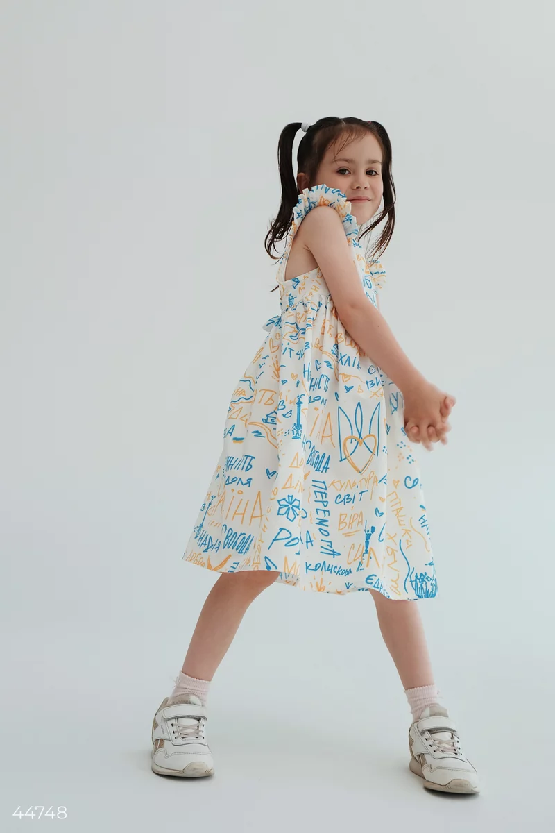 Summer dress with 'Square' print (116-134 cm) photo 4