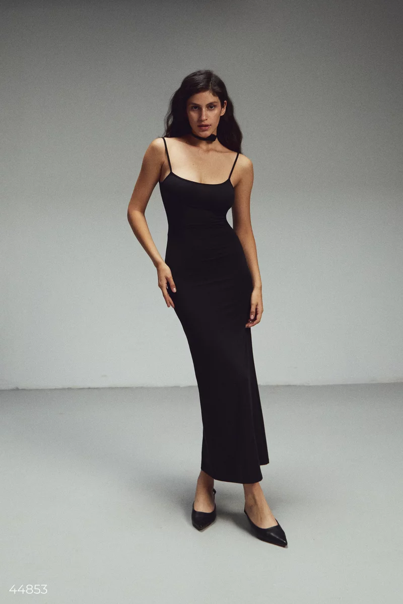 Black dress with thin straps photo 1